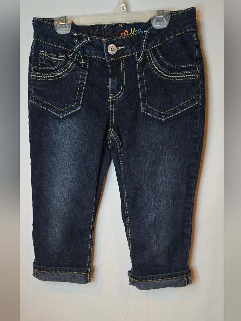 Vintage Y2K 90s Mudd Dark Wash Denim Low Rise Capri Jeans Women's Junior 5